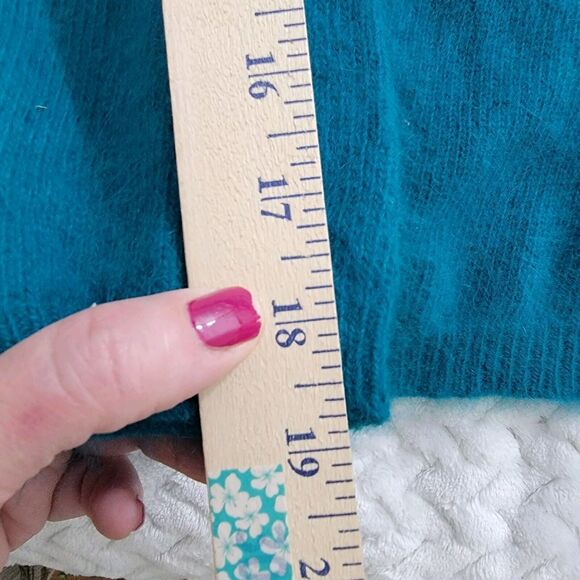 VTG Richard And Company Lambswool Angora Sweater Retro Geometric Teal Purple M - Picture 14 of 15